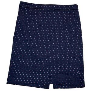 J. Crew The Pencil Skirt Navy Blue with Red Polka‎ Dot Print Women’s Size 4